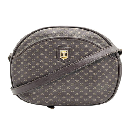 Celine Old Celine Macadam Triomphe Shoulder Bag In Brown Leather With Gold Hardware