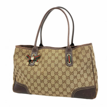 Gucci Gg Canvas Princess Tote Bag 163805 Brown Champagne