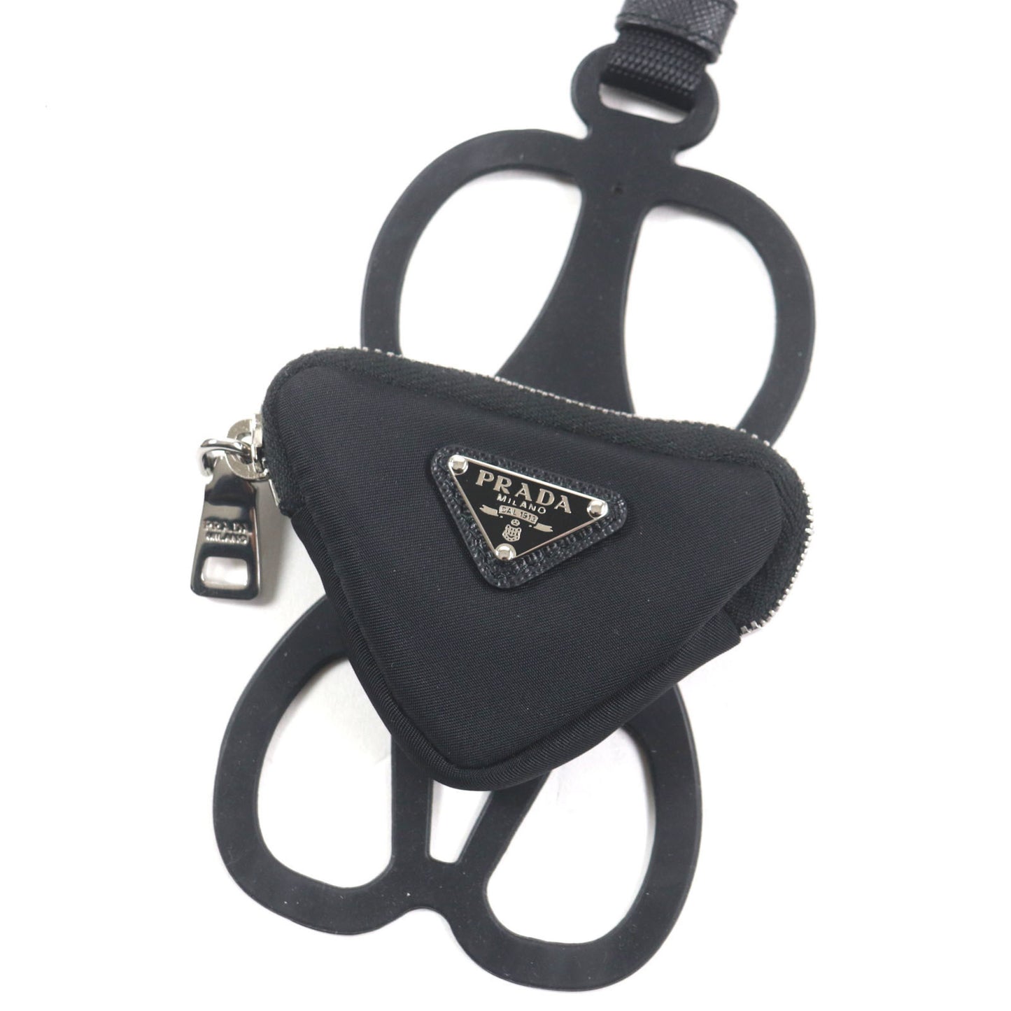 Prada 1Zt054 Nylon Re-Nylon Triangle Logo Neck Strap Phone Holder Smartphone Black Made In Italy