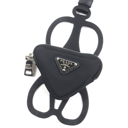 Prada 1Zt054 Nylon Re-Nylon Triangle Logo Neck Strap Phone Holder Smartphone Black Made In Italy