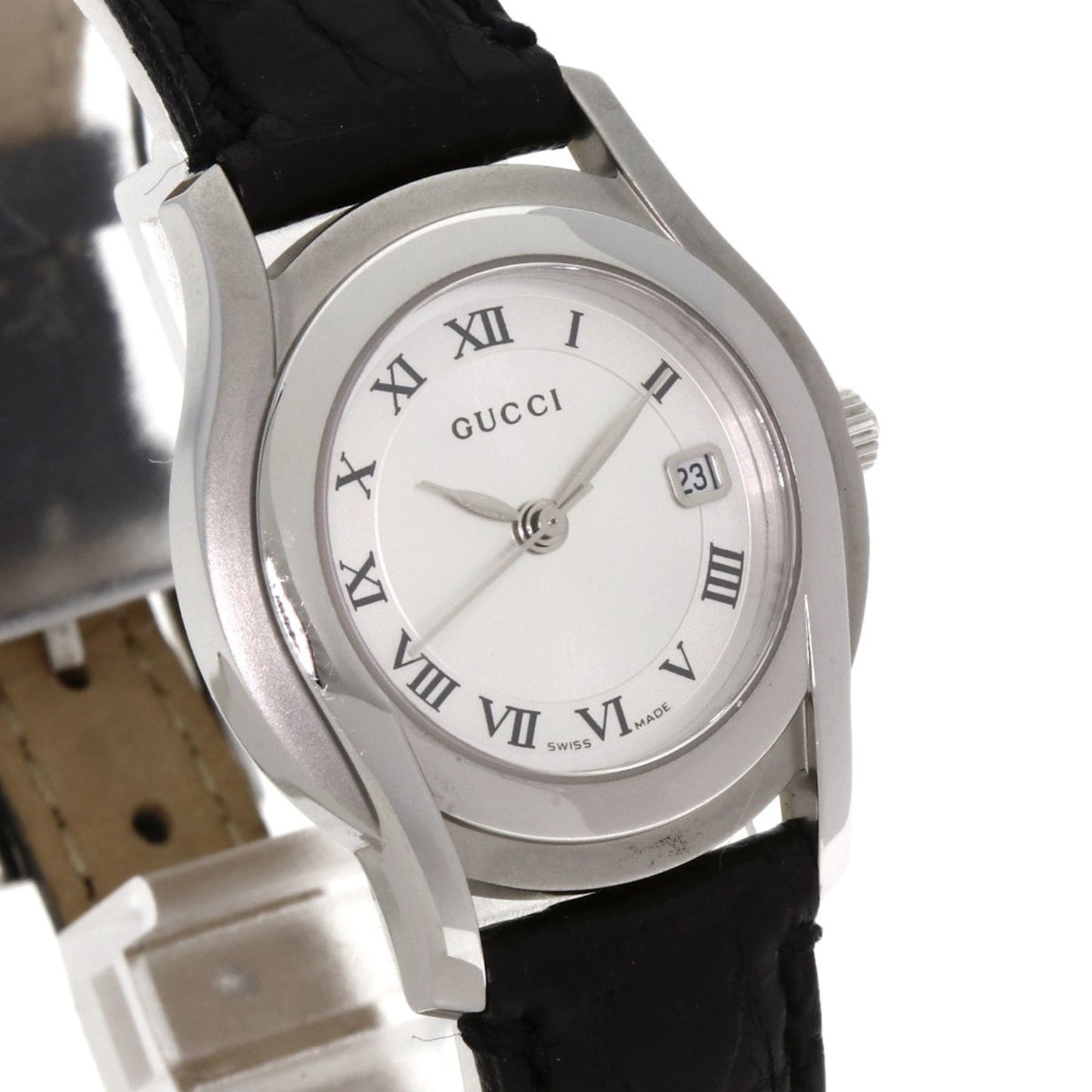 Gucci 5500L Stainless Steel/Leather