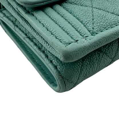 Chanel Boy Chanel Mint Tri-Fold Wallet Blue