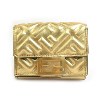 Fendi Tri-Fold Wallet Leather Gold