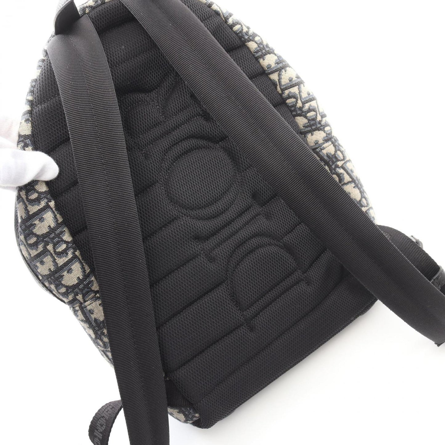 Christian Dior Dior Rider Backpack Canvas Leather Kids Beige Navy Black