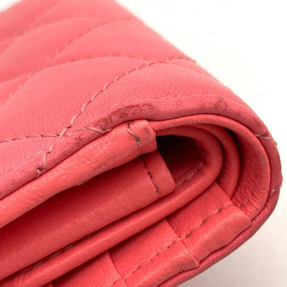 Chanel Matelasse Coco Mark Star Small Wallet Bi-Fold Lambskin Ap3726 Pink