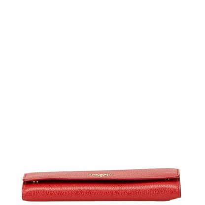 Prada Vitello Dino Long Wallet 1Mh132 Red Calfskin Leather
