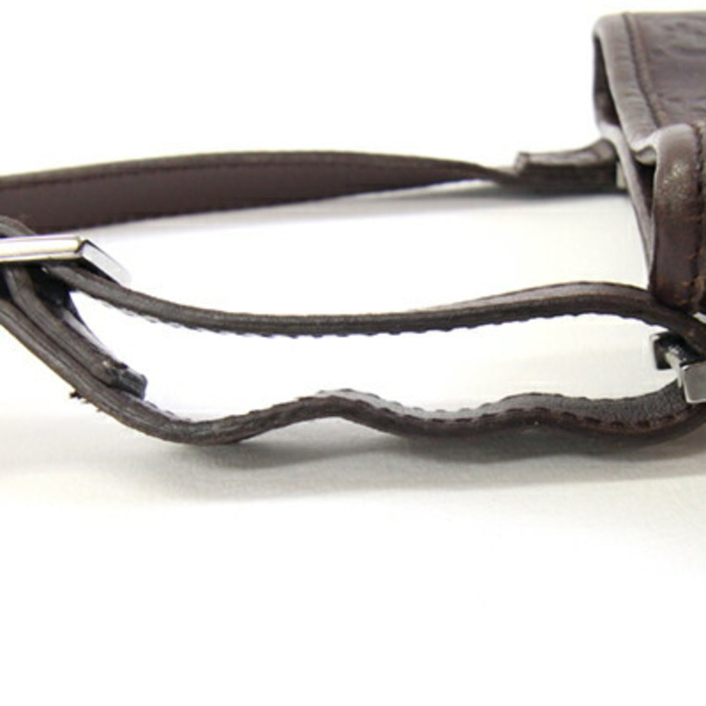 Gucci Shoulder Bag Guccissima 141863 Dark Brown Leather Pochette Crossbody Gg