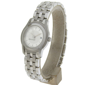 Gucci Date 5500L Silver Dial Stainless Steel Quartz Watch