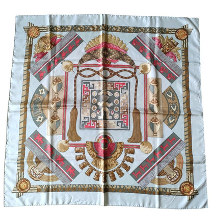 Hermes Huaca Piru Sacred Peru Carr 90 Large Silk Scarf/Muffler Multicolor