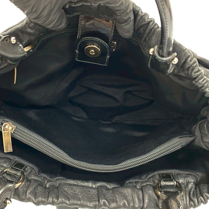 Salvatore Ferragamo Vara Ribbon Logo Hardware Leather Handbag Tote Bag Black 31299