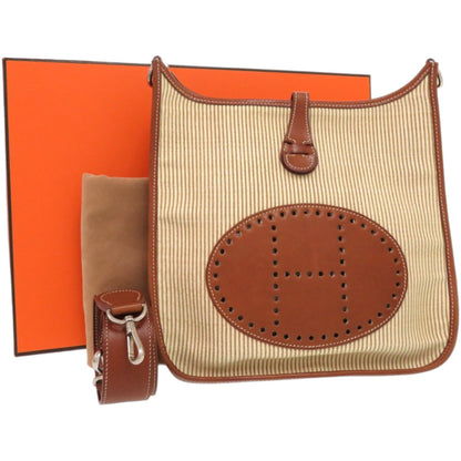 Hermes Herms Evelyne I Pm Striped Shoulder Bag In Veau Gulliver Noisette Leather