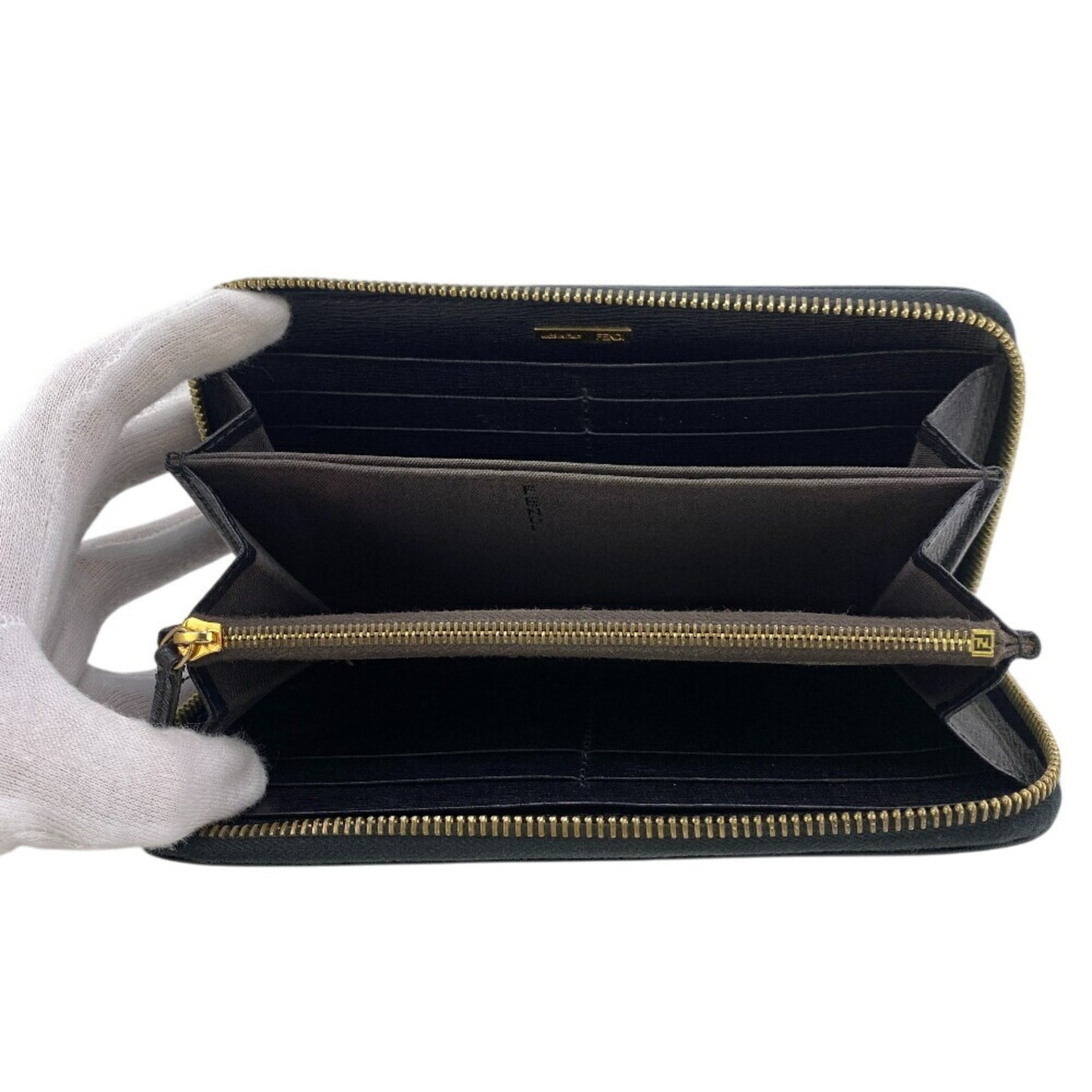Fendi 8M0299 Round Long Wallet Black