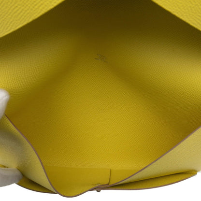 Herms Calvi Gm Clutch Bag Yellow Epsom Leather