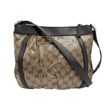 Gucci Abbey 265691 Gg Crystal Shoulder Bag In Coated Canvas And Leather