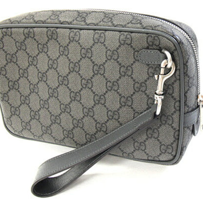 Gucci Clutch Bag Offdia Gg Pouch 760245 Gray Pvc Leather Second Supreme