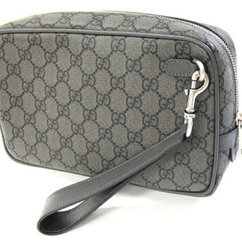 Gucci Clutch Bag Offdia Gg Pouch 760245 Gray Pvc Leather Second Supreme