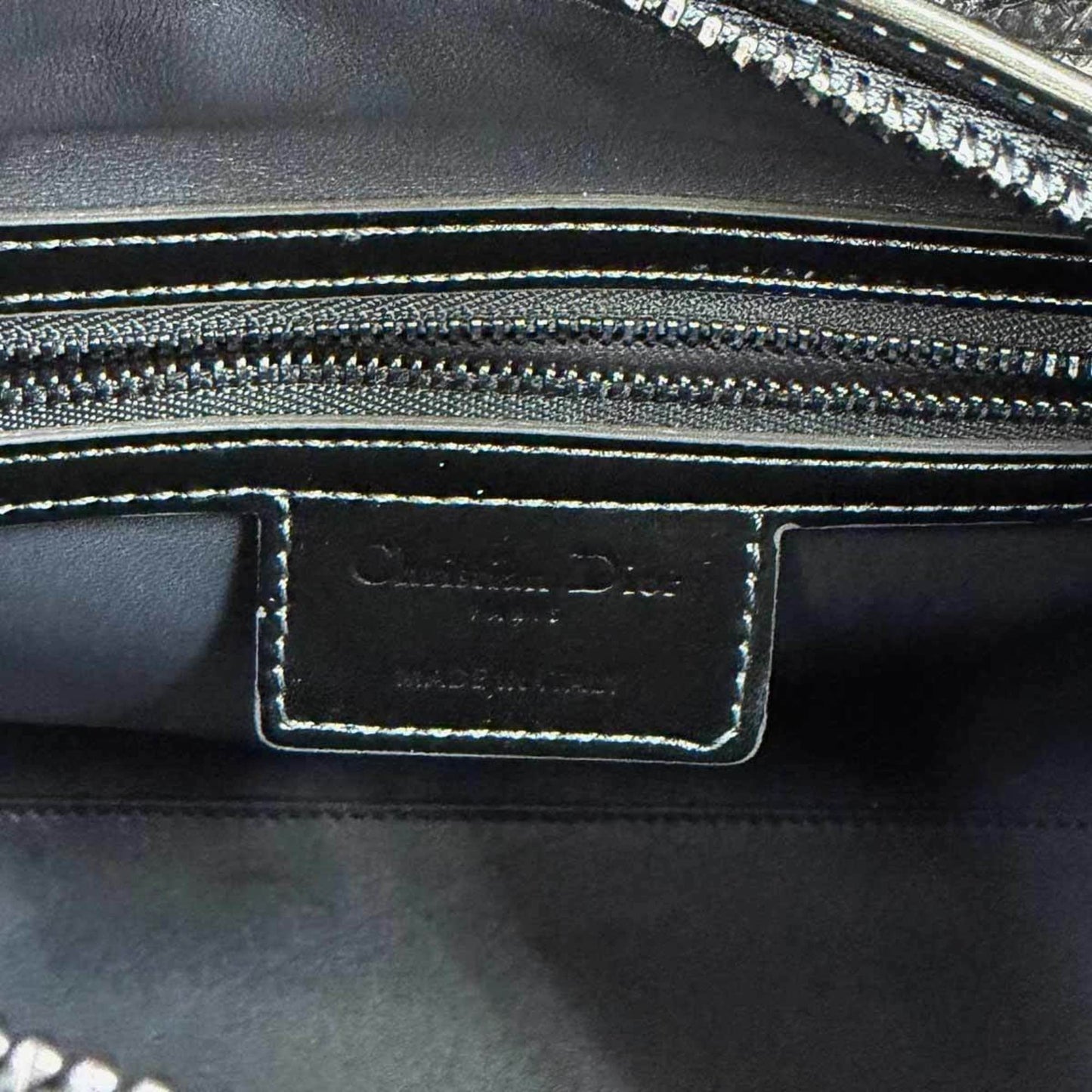 Christian Dior Micro Cannage Lady Medium 2-Way Hand/Shoulder Bag In Patent Leather