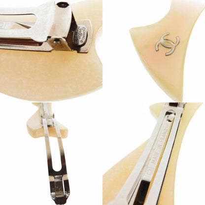 Chanel Barrette Coco Mark Resin Metal Beige Silver