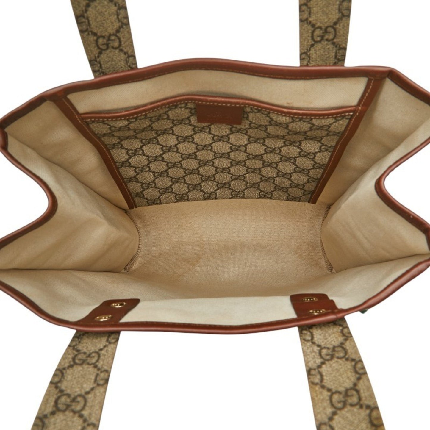 Gucci Gg Supreme Tote Bag 211135 Beige Brown Leather