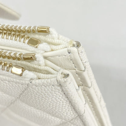 Chanel Wallet/Coin Case Matelasse Caviar Leather White