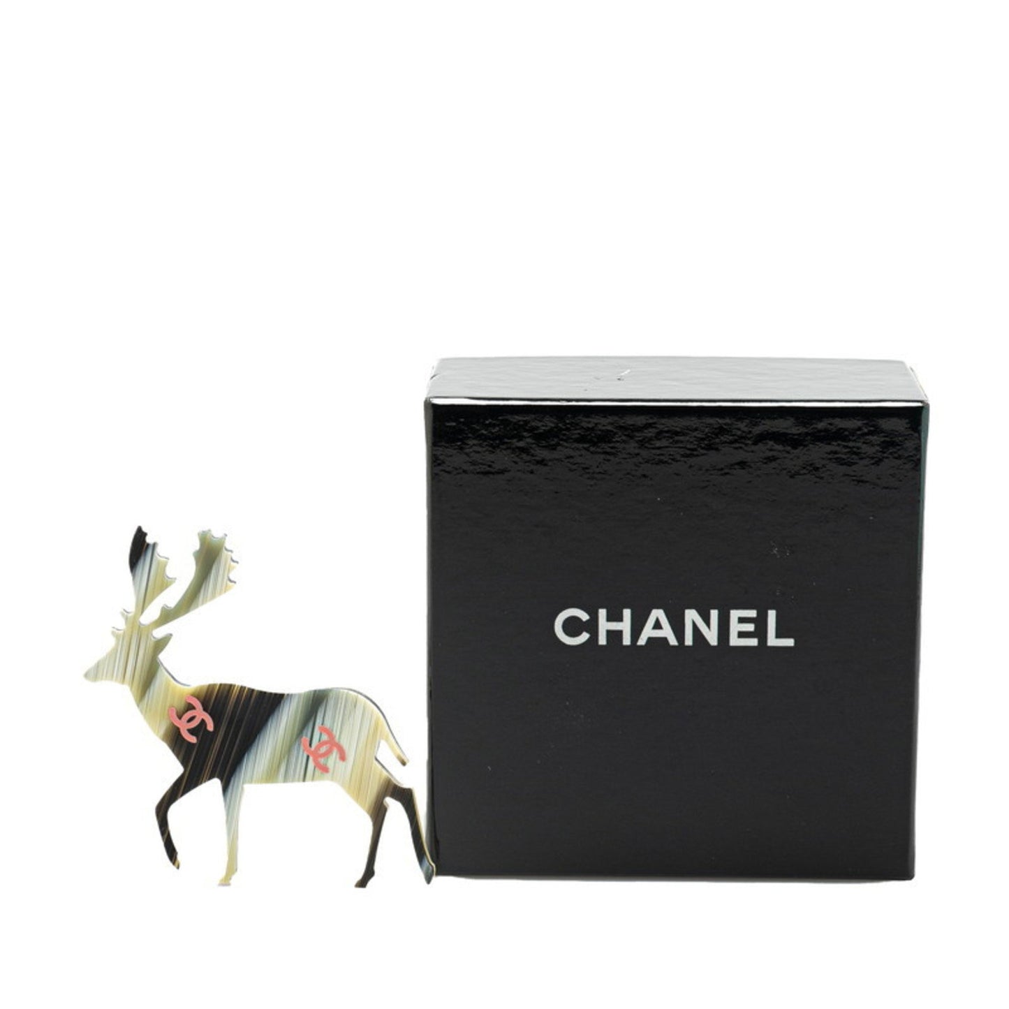 Vintage Chanel Coco Mark Reindeer Brooch In Gold