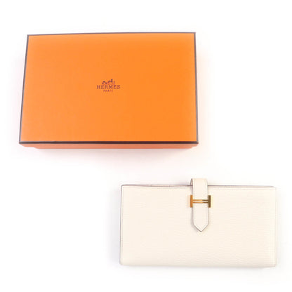 Hermes Bearn Soufflet Nata Chevre Long Wallet With Gold Hardware