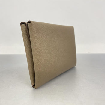 Hermes Herms Calvi Duo Evercolor Etoupe Wallet/Coin Case
