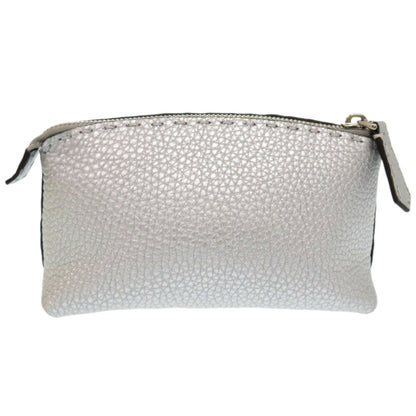 Fendi Selleria 8N0114-5Qg Leather Silver Pouch 1150Fendi