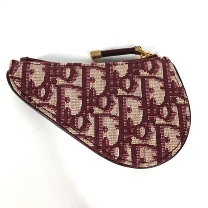 Christian Dior Oblique Wallet Coin Compartment Coin Purse Wine-Red