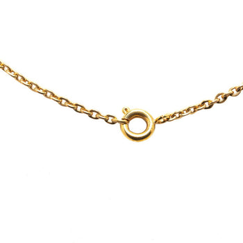 Chanel Clover Motif Rhinestone Coco Mark Necklace Gold Plated