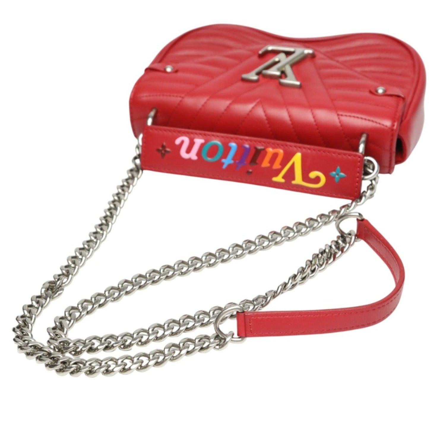 Louis Vuitton New Wave Leather Chain Tote Shoulder Bag M51930 Red