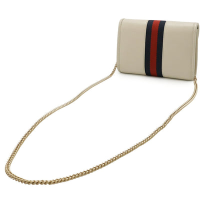 Gucci Raja Web Stripe Tiger Head Chain Shoulder Bag Clutch Leather Ivory 573797