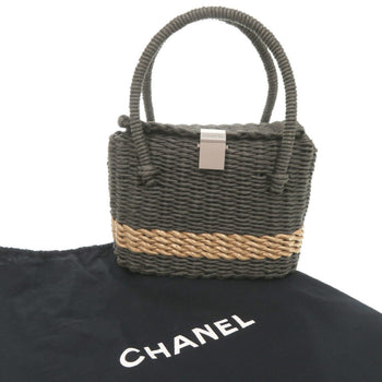 Chanel Straw Gray Basket Bag Handbag 1538 Chanel