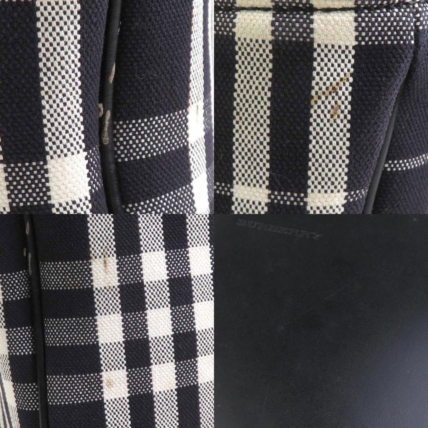 Burberry Handbag Canvas Leather Black