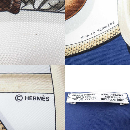Hermes Hermes Scarf/Muffler Carre 90 Cannes & Pommeaux Silk Navy Blue Multicolor