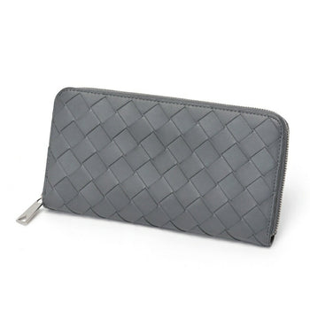 Bottega Veneta Intrecciato Zip Around Wallet Round 749427 Leather Gray K-157902