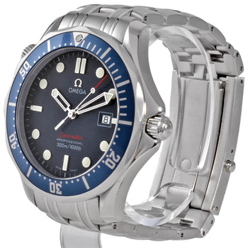 Omega 2221.80 Seamaster 300 Professional Watch Quartz Blue Dial Date Ss Navy