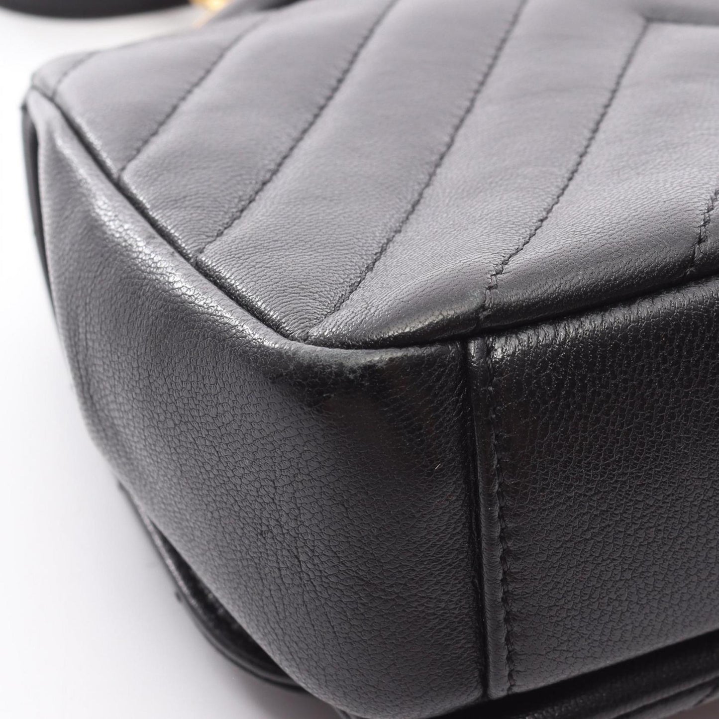 Chanel Chevron V-Stitch Top Handle Shoulder Bag Leather