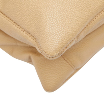 Chanel Coco Mark Tote Bag Handbag Beige Caviar Skin
