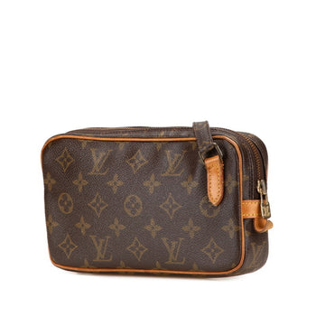 Louis Vuitton Monogram Pochette Marly Bandouliere Crossbody Shoulder Bag M51828 Brown Leather