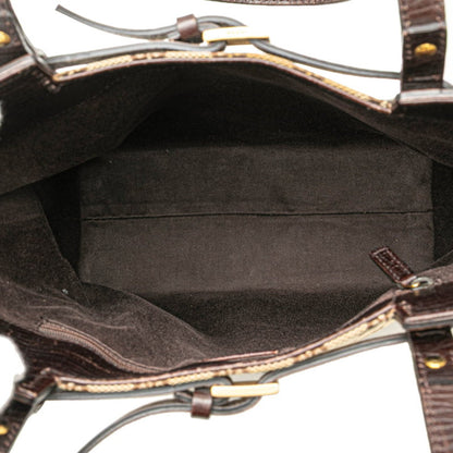 Gucci Gg Canvas Tote Bag Handbag 107757 Beige Brown Leather