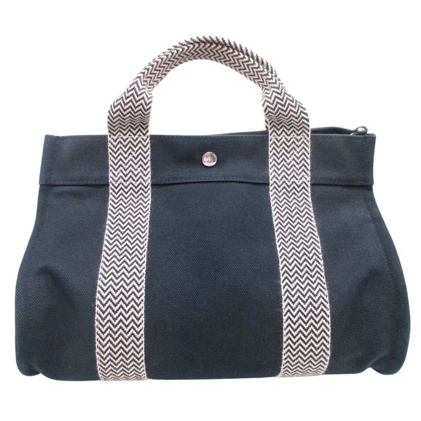 Hermes Cannes Pm Handbag Tote Canvas Herringbone With Pouch