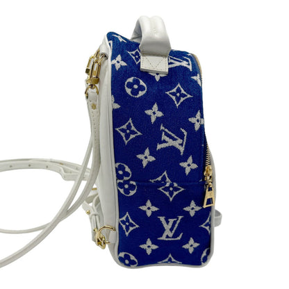 Louis Vuitton Louis Vuitton Backpack Monogram Jacquard Velvet Palm Springs Mini Leather Blue White