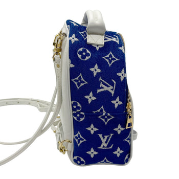 Louis Vuitton Louis Vuitton Backpack Monogram Jacquard Velvet Palm Springs Mini Leather Blue White