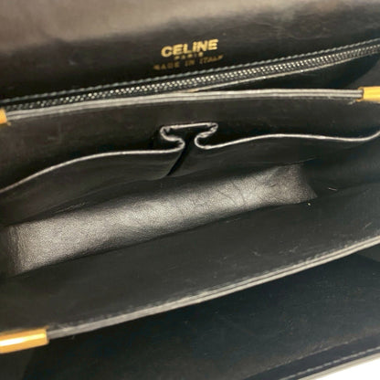 Celine Vintage Logo Horse-Drawn Carriage Hardware Calf Leather Shoulder Bag/Pochette/Sacoche Black