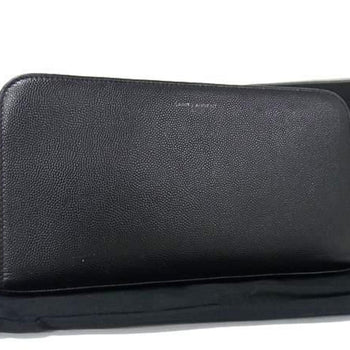 Saint Laurent Saint Laurent Wallet 328558 Black Leather Round Long