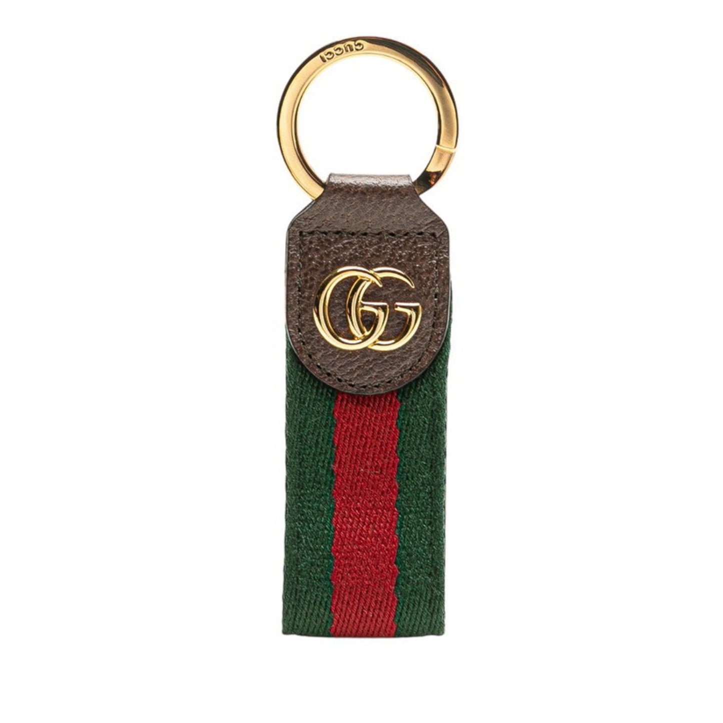 Gucci Ophidia Sherry Line Key Ring 479292 Brown Gold Leather Canvas