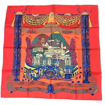 Hermes Hermes Carr 90 Scarf/Muffler Latlantide 100% Silk Orange
