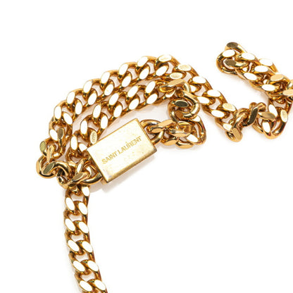 Saint Laurent Logo Tassel Chain Shoulder Bag In Pink Leather