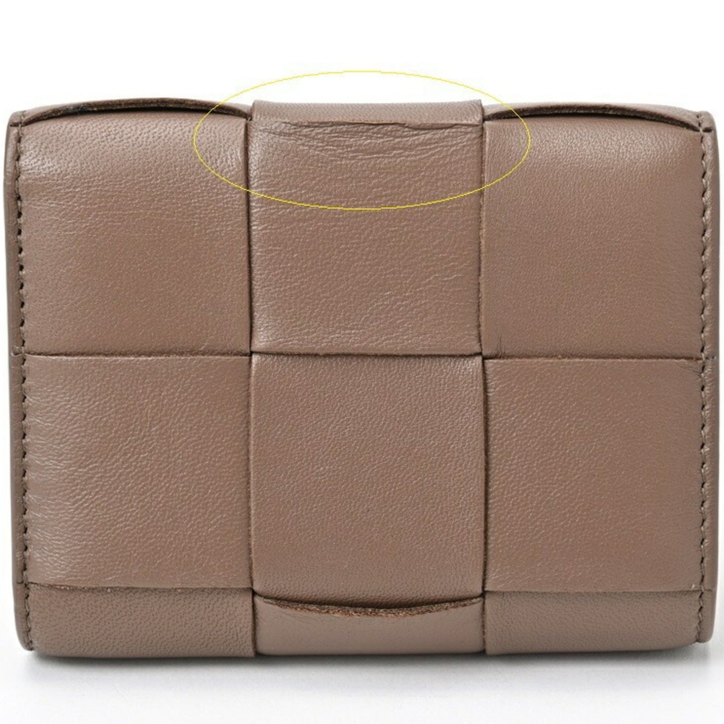 Bottega Veneta Cassette Tri-Fold Wallet 750245 Intrecciato Leather Taupe Gray E-156538